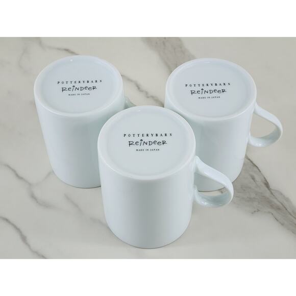 Pottery Barn Reindeer Coffee Mug Tea Cup 12oz Dasher Cupid Donner Christmas x3 - Picture 12 of 13